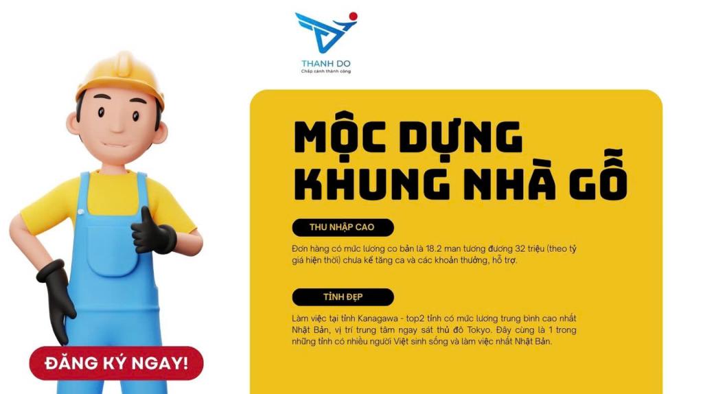 Đơn hàng thực tập sinh Nhật Bản mộc dựng khung nhà gỗ 