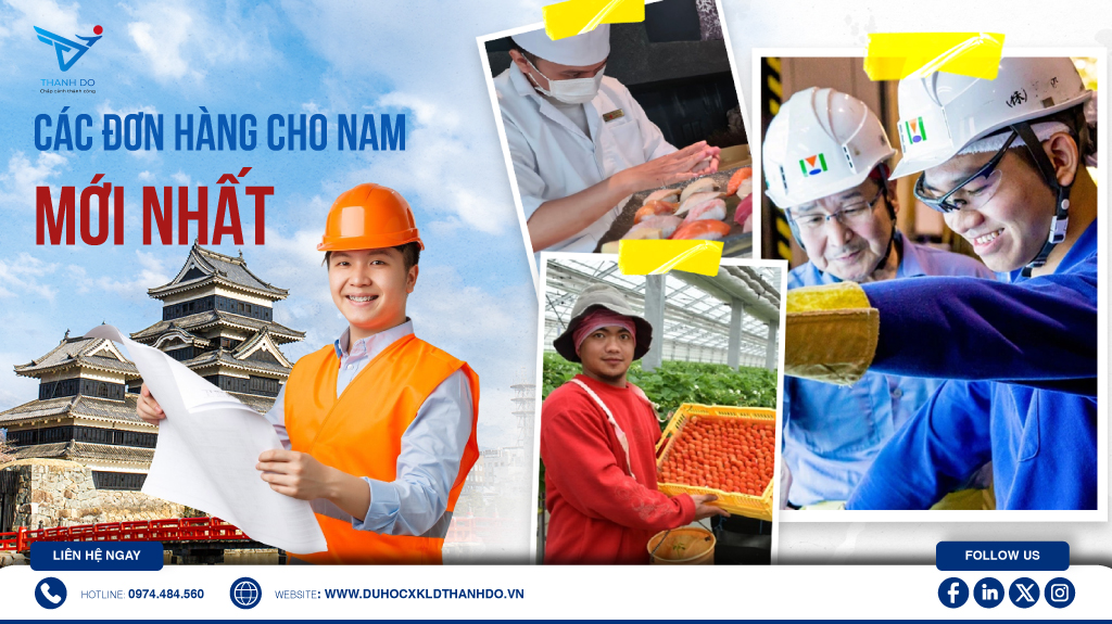 Các đơn hàng đi Nhật cho nam mới nhất