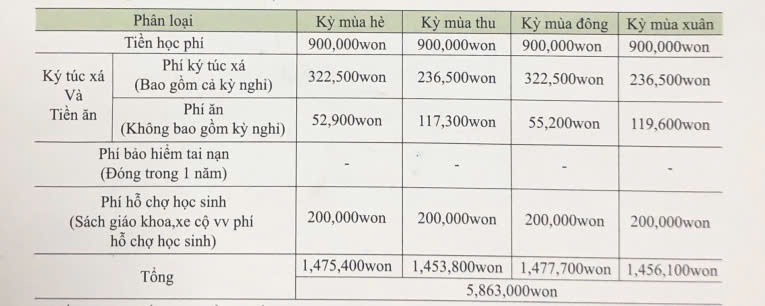 Chương trình đào tạo hệ tiếng Hàn